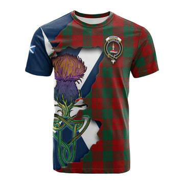 Tartan Vibes Clothing Erskine Tartan Family Crest Cotton T-shirt Scottish Thistle Celtic Inspired