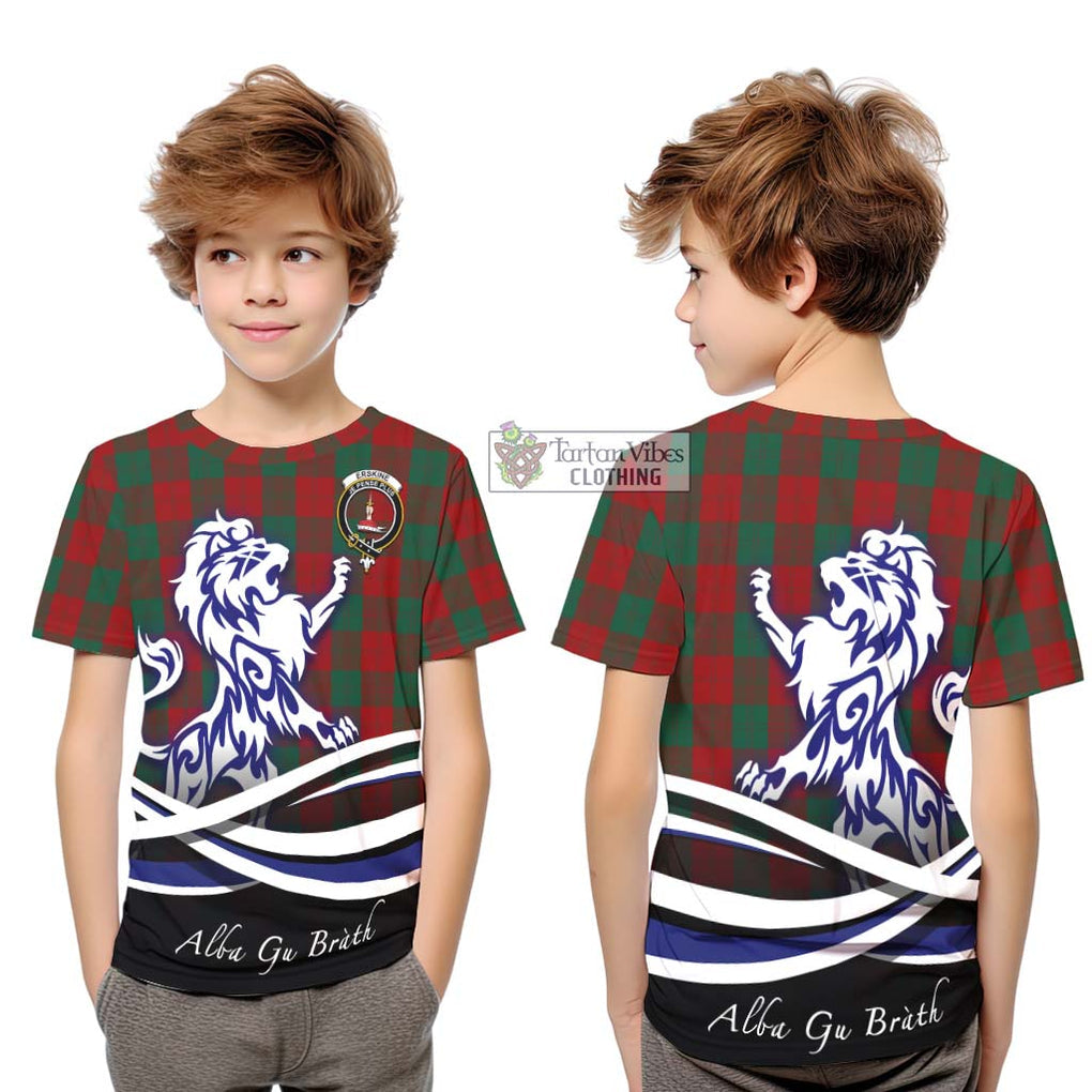 Erskine Tartan Kid T-Shirt with Alba Gu Brath Regal Lion Emblem Youth XL Size14 - Tartanvibesclothing Shop
