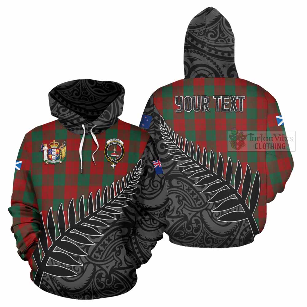 Tartan Vibes Clothing Erskine Crest Tartan Hoodie with New Zealand Silver Fern Half Style