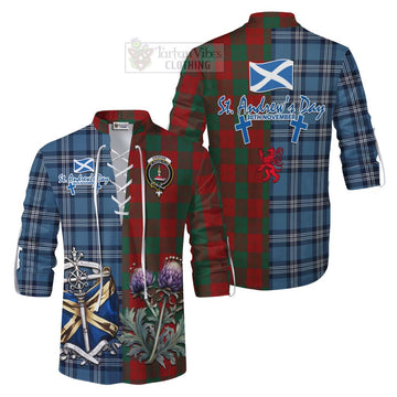 Tartan Vibes Clothing Erskine Tartan Ghillie Kilt Shirt Happy St. Andrew's Day Half Tartan Style