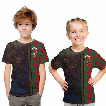 Erskine Tartan Family Crest Kid T-Shirt Alba Gu Brath Be Brave Lion Ancient Style