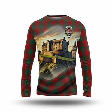 Tartan Vibes Clothing Erskine Tartan Family Crest Long Sleeve T-Shirt with Scottish Ancient Castle Style