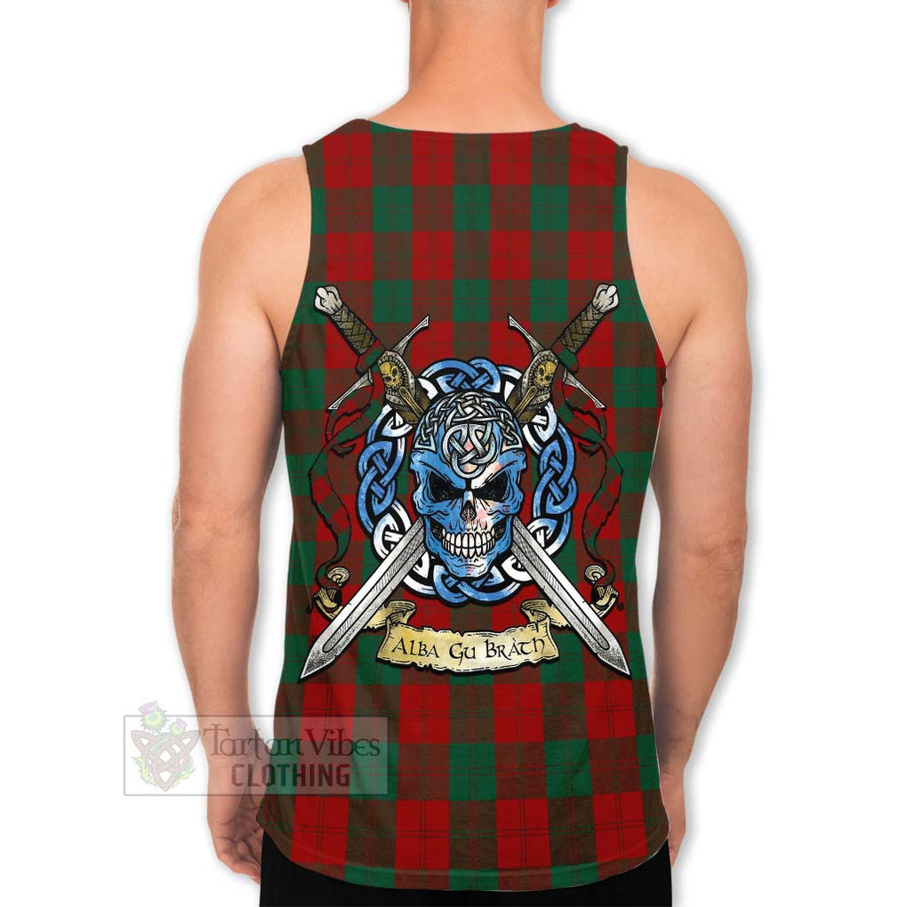 Tartan Vibes Clothing Erskine Tartan Men's Tank Top with Family Crest Celtic Skull Style