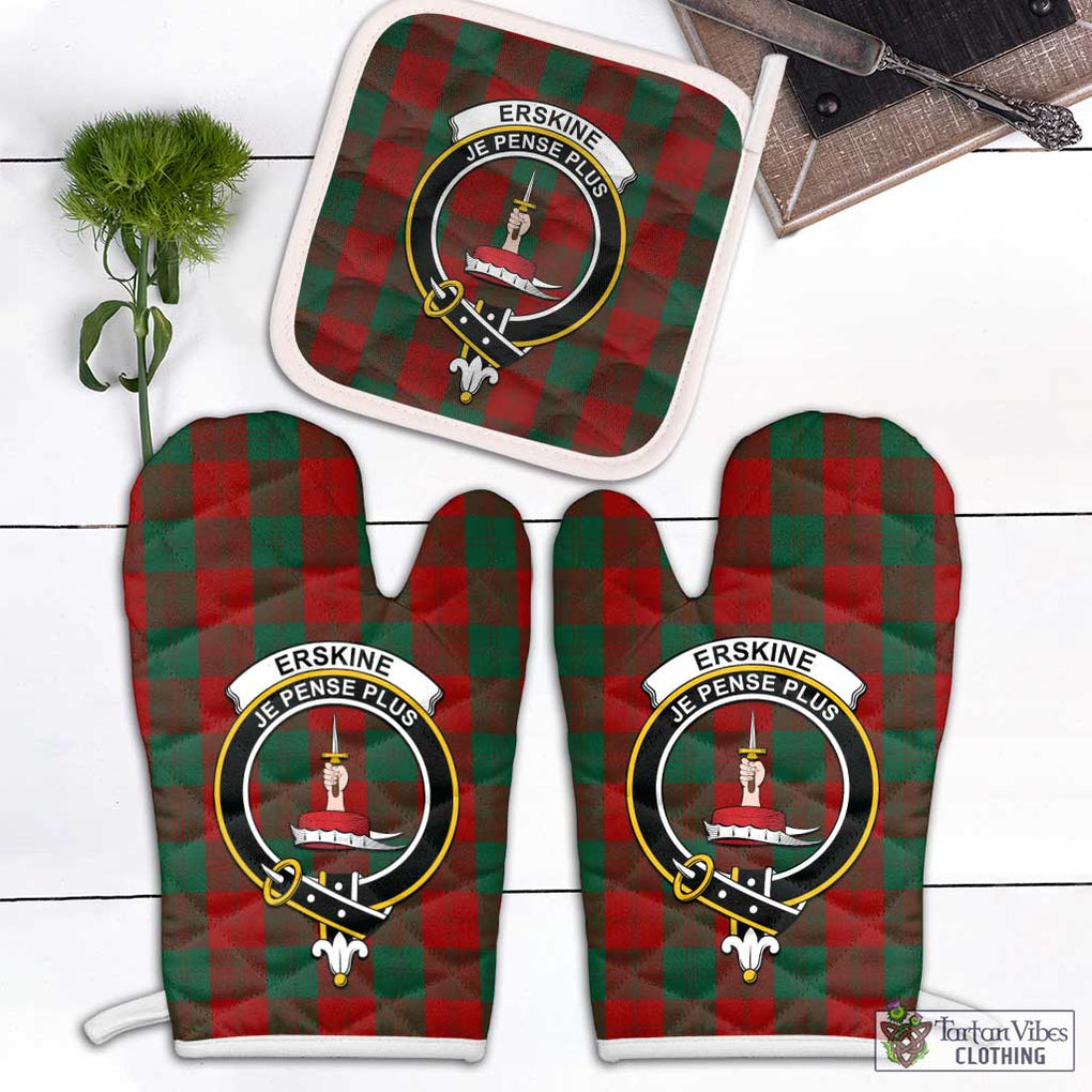 Erskine Tartan Combo Oven Mitt & Pot-Holder with Family Crest Combo 1 Oven Mitt & 1 Pot-Holder White - Tartan Vibes Clothing