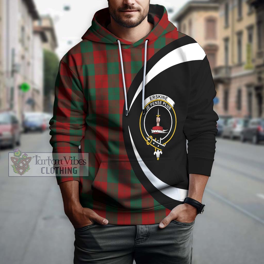 Tartan Vibes Clothing Erskine Tartan Hoodie with Family Crest Circle Style