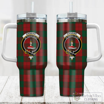 Tartan Vibes Clothing Erskine Tartan and Family Crest Tumbler with Handle