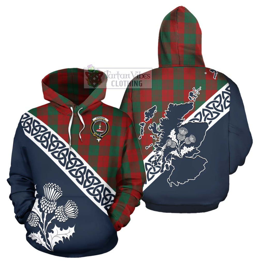 Tartan Vibes Clothing Erskine Tartan Hoodie Featuring Thistle and Scotland Map