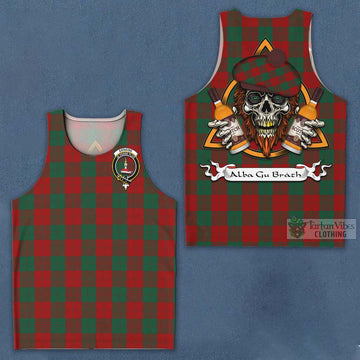 Tartan Vibes Clothing Erskine Tartan Men's Tank Top with Family Crest and Bearded Skull Holding Bottles of Whiskey