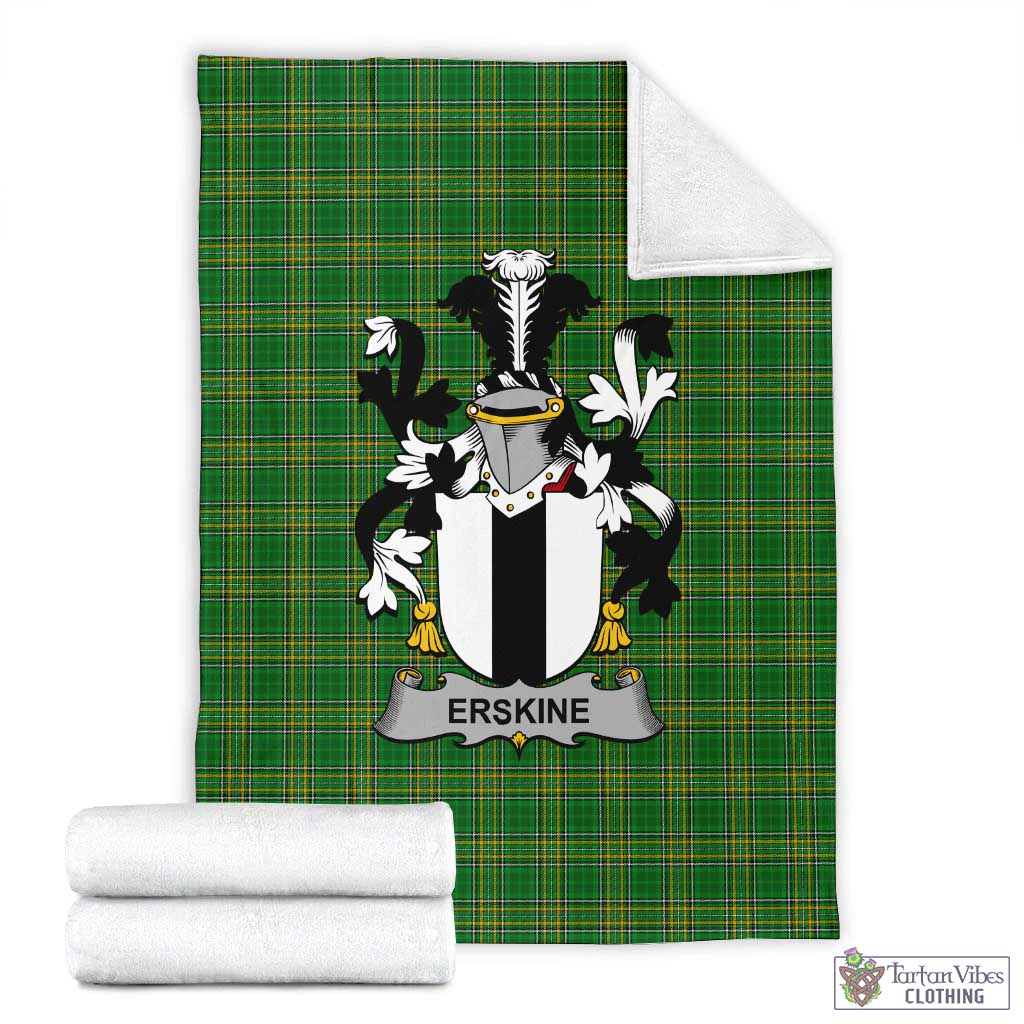 Tartan Vibes Clothing Erskine Irish Clan Tartan Blanket with Coat of Arms