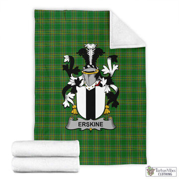 Tartan Vibes Clothing Erskine Irish Clan Tartan Blanket with Coat of Arms