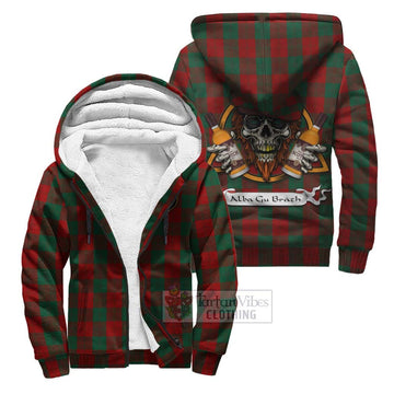 Tartan Vibes Clothing Erskine Tartan Sherpa Hoodie with Family Crest and Bearded Skull Holding Bottles of Whiskey