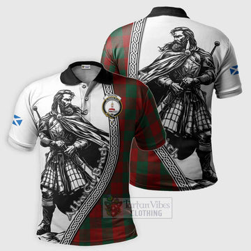 Erskine Tartan Clan Crest Polo Shirt with Highlander Warrior Celtic Style