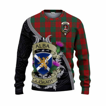 Erskine Tartan Family Crest Knitted Sweater Lion Rampant Royal Thistle Shield Celtic Inspired