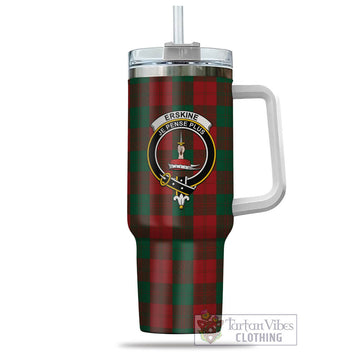 Tartan Vibes Clothing Erskine Tartan and Family Crest Tumbler with Handle