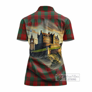 Erskine Tartan Family Crest Women's Polo Shirt with Scottish Ancient Castle Style