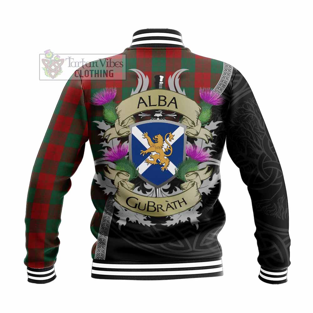Tartan Vibes Clothing Erskine Tartan Family Crest Baseball Jacket Lion Rampant Royal Thistle Shield Celtic Inspired