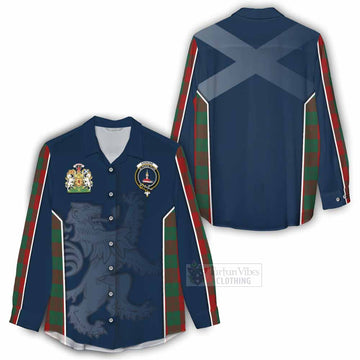 Erskine Tartan Women's Casual Shirt with Family Crest and Lion Rampant Vibes Sport Style