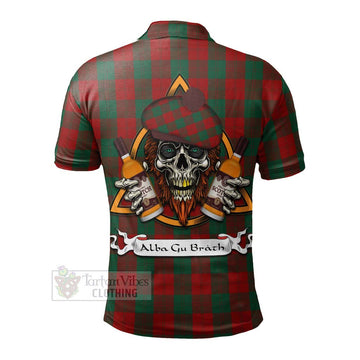 Erskine Tartan Polo Shirt with Family Crest and Bearded Skull Holding Bottles of Whiskey - Tartan Vibes Clothing