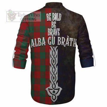 Tartan Vibes Clothing Erskine Tartan Family Crest Ghillie Kilt Shirt Alba Gu Brath Be Brave Lion Ancient Style