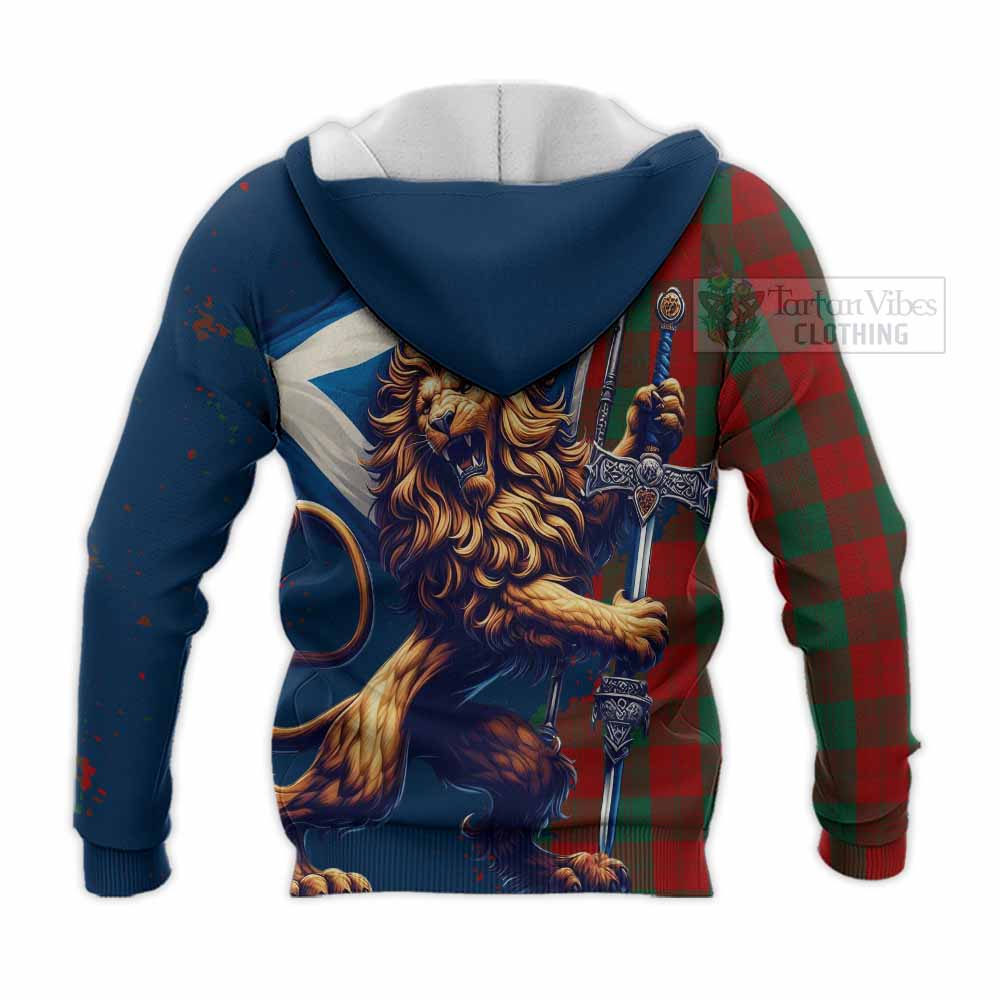 Tartan Vibes Clothing Erskine Tartan Family Crest Knitted Hoodie with Scottish Majestic Lion