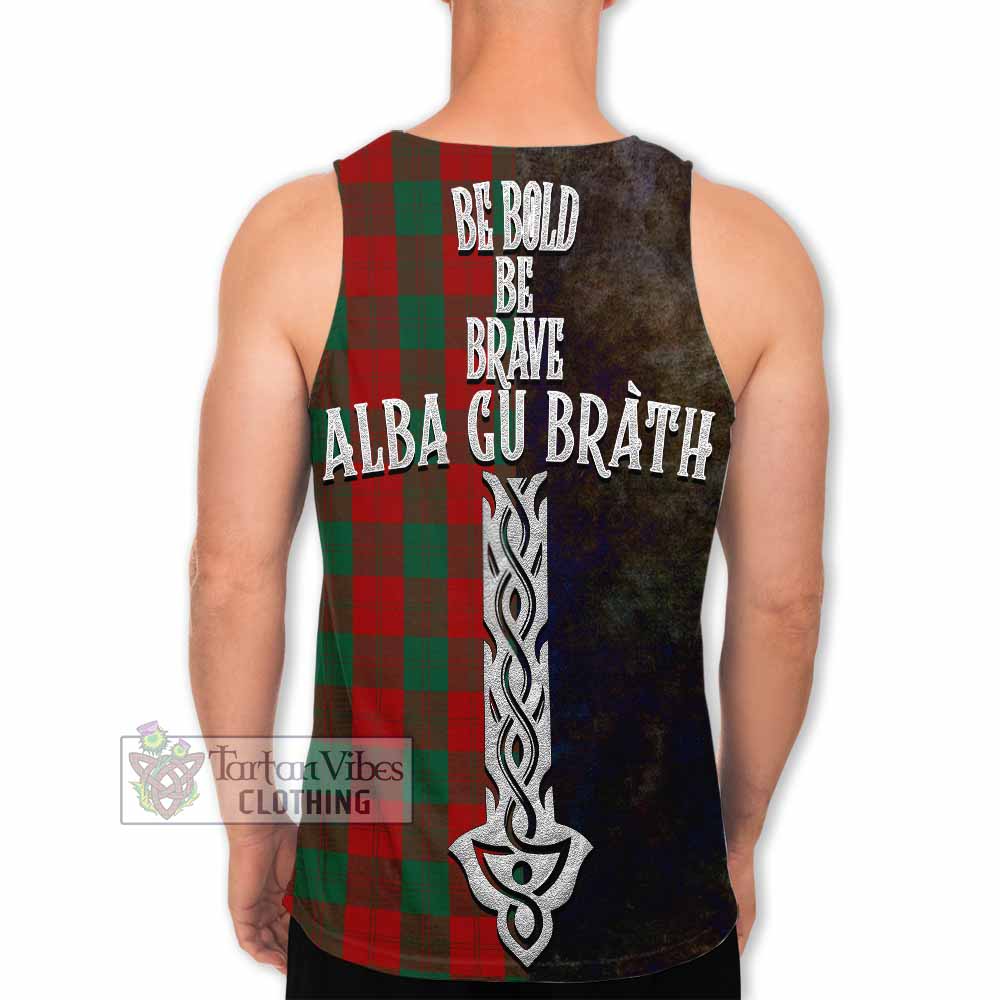 Tartan Vibes Clothing Erskine Tartan Family Crest Men's Tank Top Alba Gu Brath Be Brave Lion Ancient Style