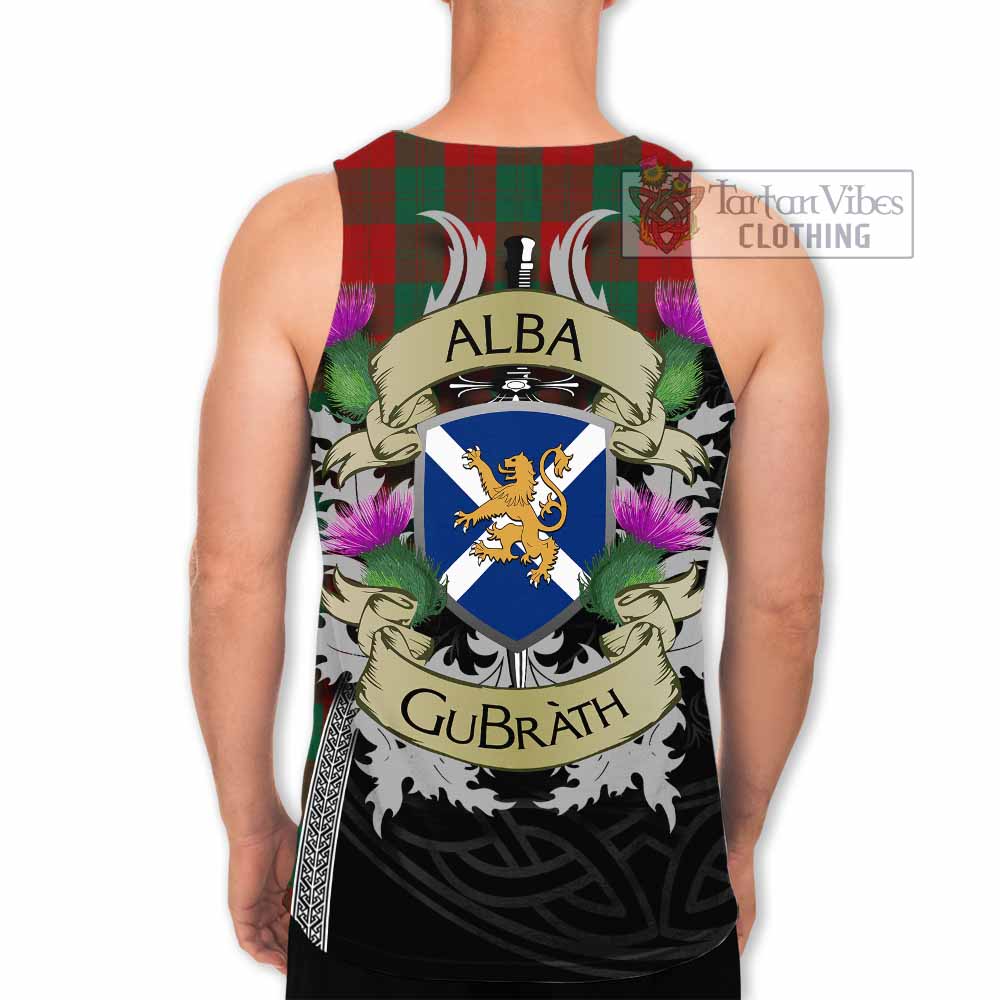 Tartan Vibes Clothing Erskine Tartan Family Crest Men's Tank Top Lion Rampant Royal Thistle Shield Celtic Inspired