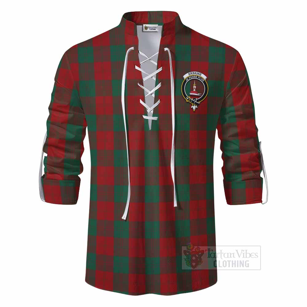 Tartan Vibes Clothing Erskine Tartan Ghillie Kilt Shirt with Family Crest DNA In Me Style