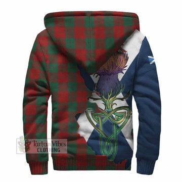 Tartan Vibes Clothing Erskine Tartan Family Crest Sherpa Hoodie Scottish Thistle Celtic Inspired