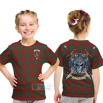 Tartan Vibes Clothing Erskine Tartan Kid T-Shirt with Family Crest Celtic Skull Style