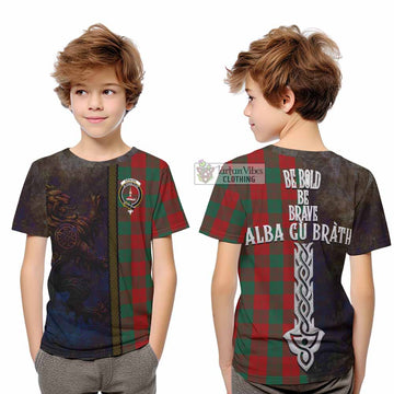 Erskine Tartan Family Crest Kid T-Shirt Alba Gu Brath Be Brave Lion Ancient Style