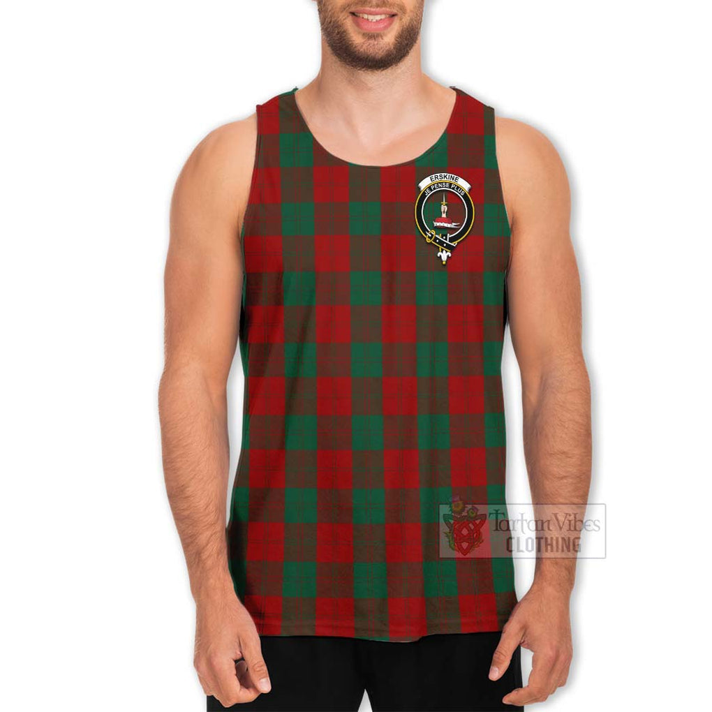 Tartan Vibes Clothing Erskine Tartan Men's Tank Top with Family Crest and Bearded Skull Holding Bottles of Whiskey