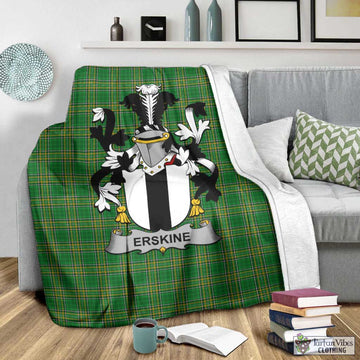 Tartan Vibes Clothing Erskine Irish Clan Tartan Blanket with Coat of Arms