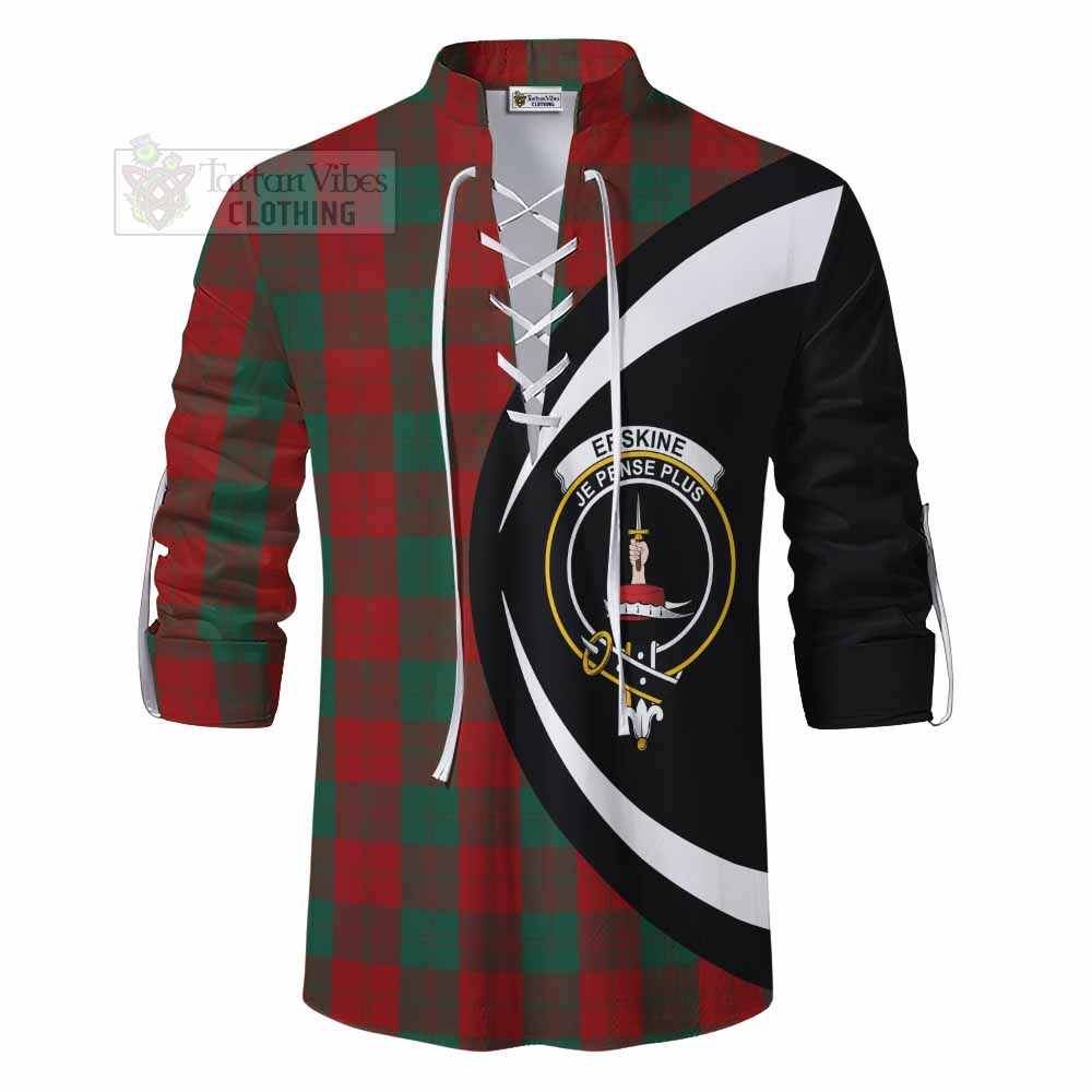 Tartan Vibes Clothing Erskine Tartan Ghillie Kilt Shirt with Family Crest Circle Style