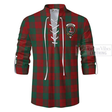 Tartan Vibes Clothing Erskine Tartan Ghillie Kilt Shirt with Family Crest Celtic Skull Style