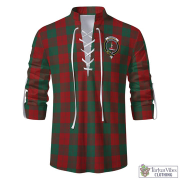 Tartan Vibes Clothing Erskine Tartan Men's Scottish Traditional Jacobite Ghillie Kilt Shirt with Family Crest