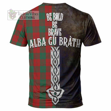 Tartan Vibes Clothing Erskine Tartan Family Crest T-Shirt Alba Gu Brath Be Brave Lion Ancient Style