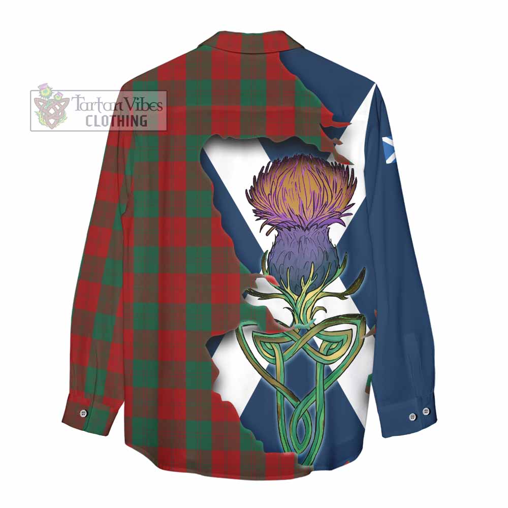Tartan Vibes Clothing Erskine Tartan Family Crest Women's Casual Shirt Scottish Thistle Celtic Inspired