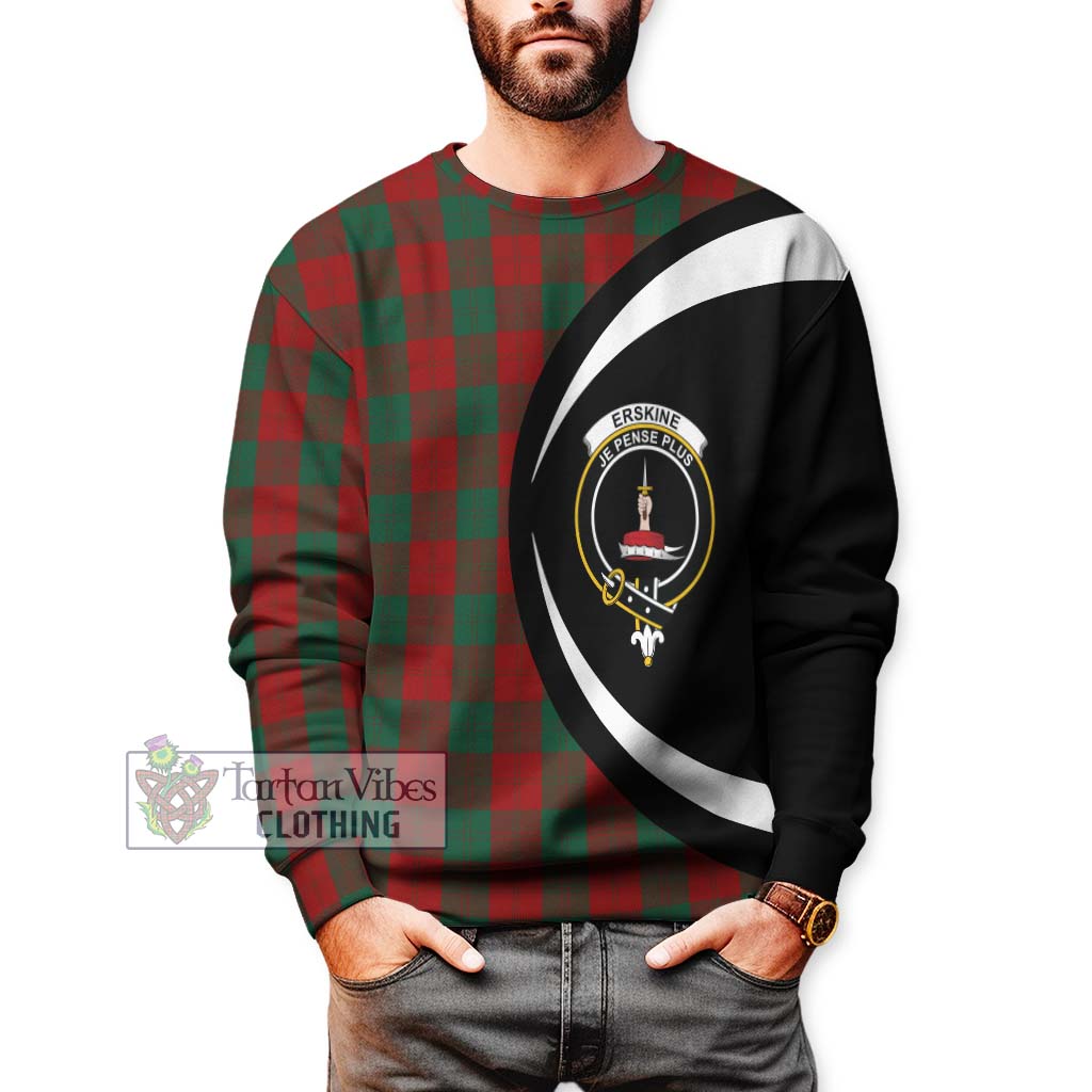 Erskine Tartan Sweatshirt with Family Crest Circle Style - Tartan Vibes Clothing