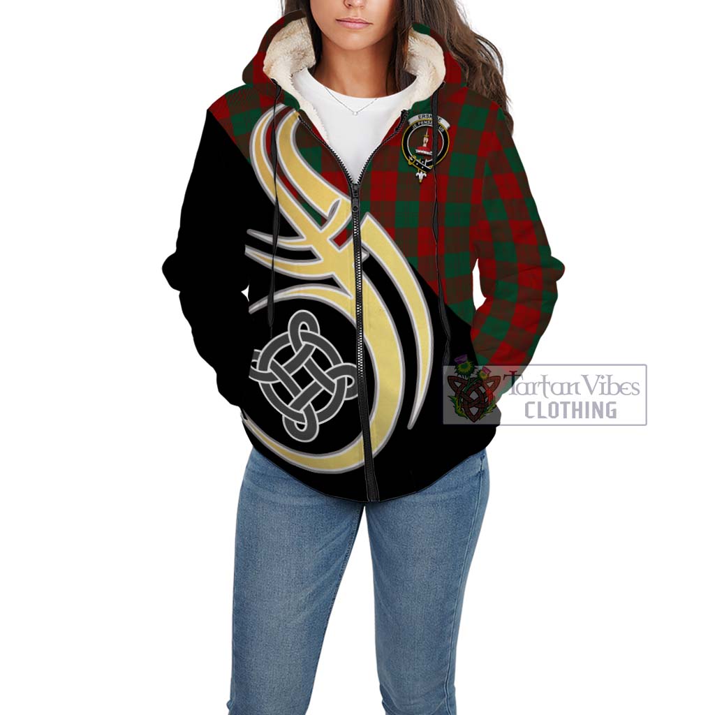 Erskine Tartan Sherpa Hoodie with Family Crest and Celtic Symbol Style Unisex - Tartan Vibes Clothing