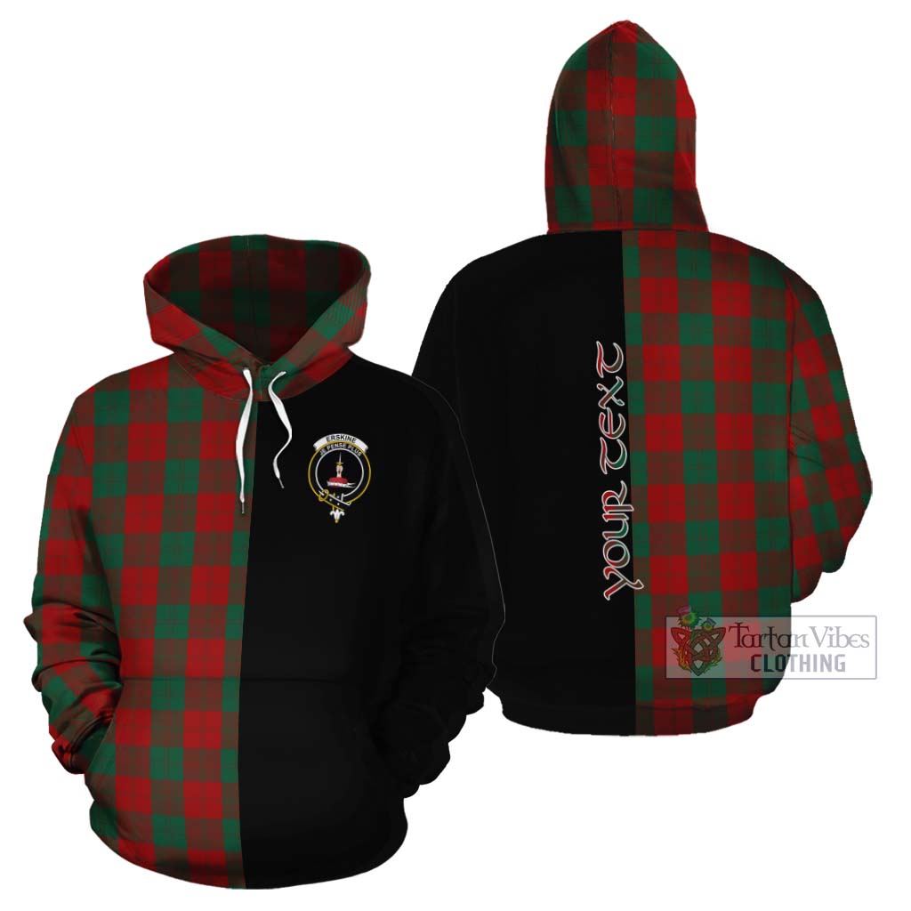 Tartan Vibes Clothing Erskine Tartan Cotton Hoodie with Family Crest and Half Of Me Style