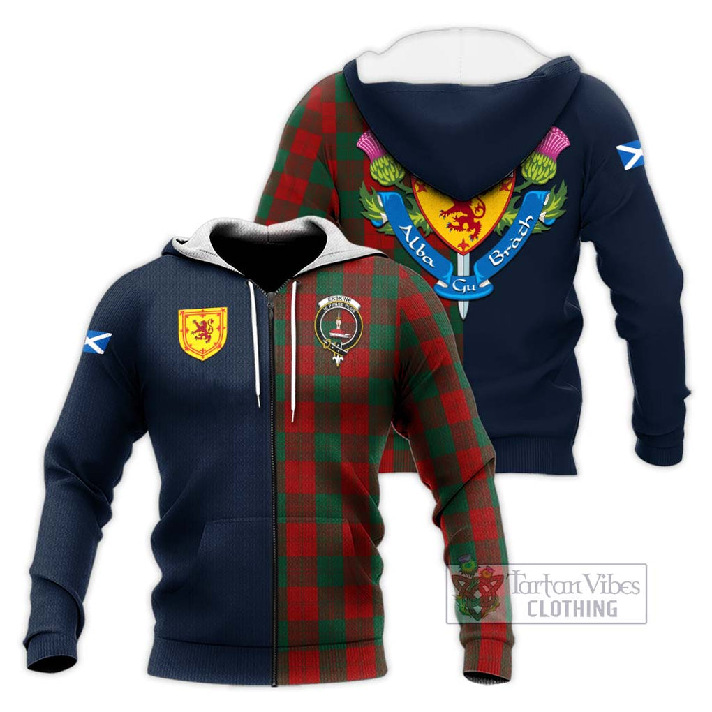 Tartan Vibes Clothing Erskine Tartan Knitted Hoodie with Scottish Lion Royal Arm Half Style