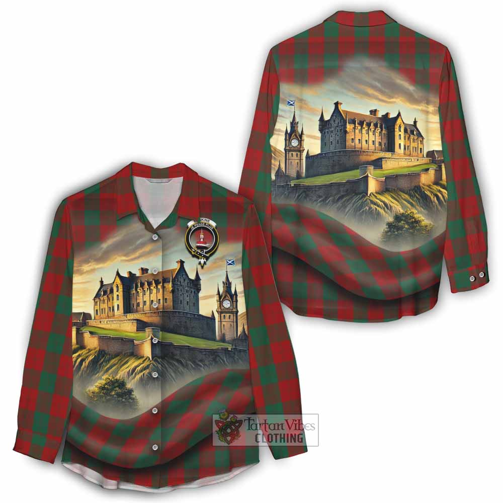 Tartan Vibes Clothing Erskine Tartan Family Crest Women's Casual Shirt with Scottish Ancient Castle Style