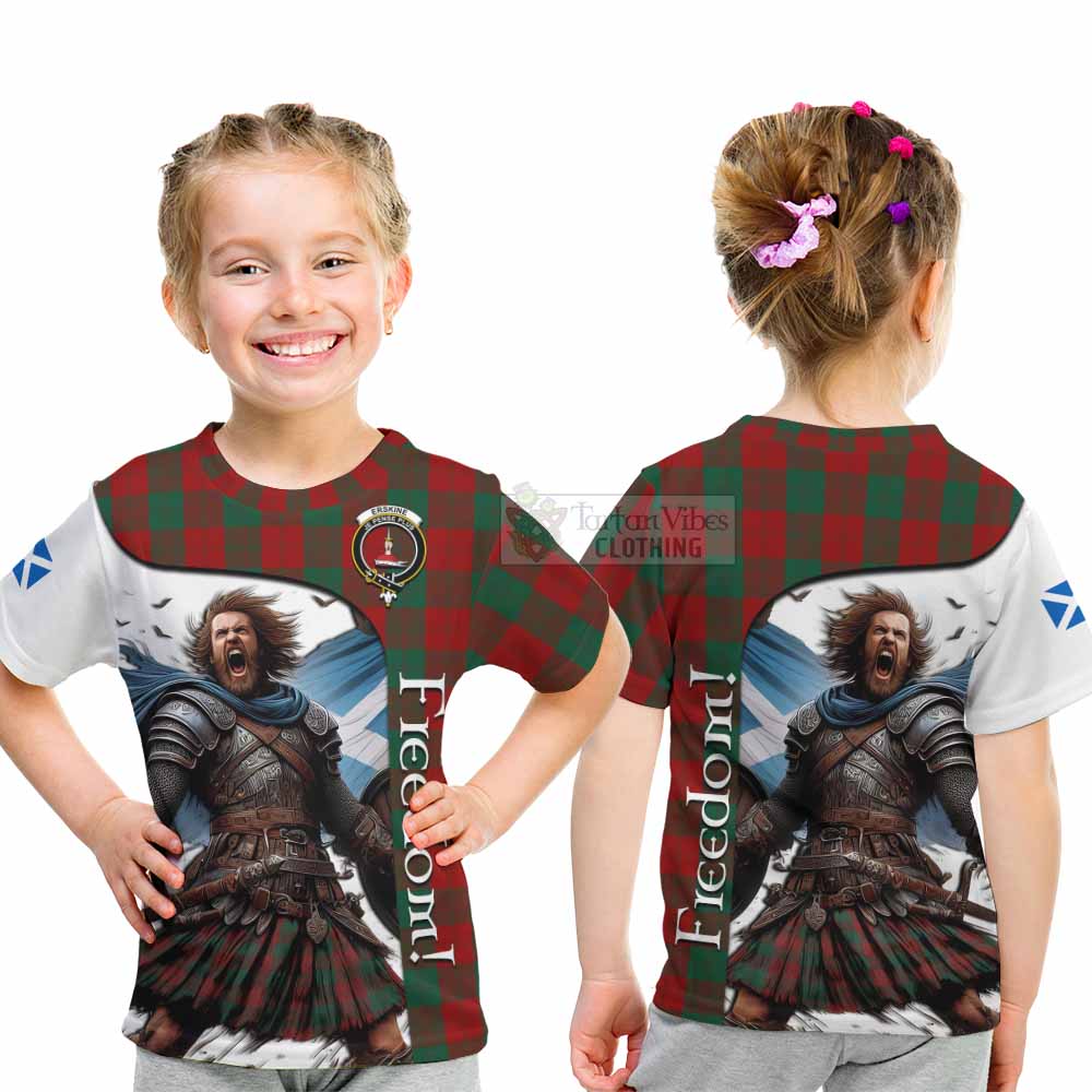 Tartan Vibes Clothing Erskine Crest Tartan Kid T-Shirt Inspired by the Freedom of Scottish Warrior