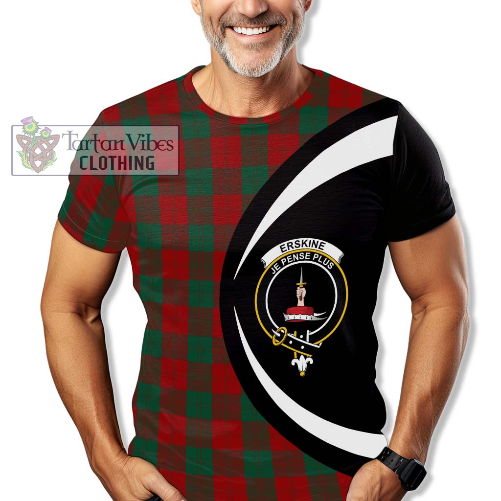Erskine Tartan T-Shirt with Family Crest Circle Style - Tartan Vibes Clothing