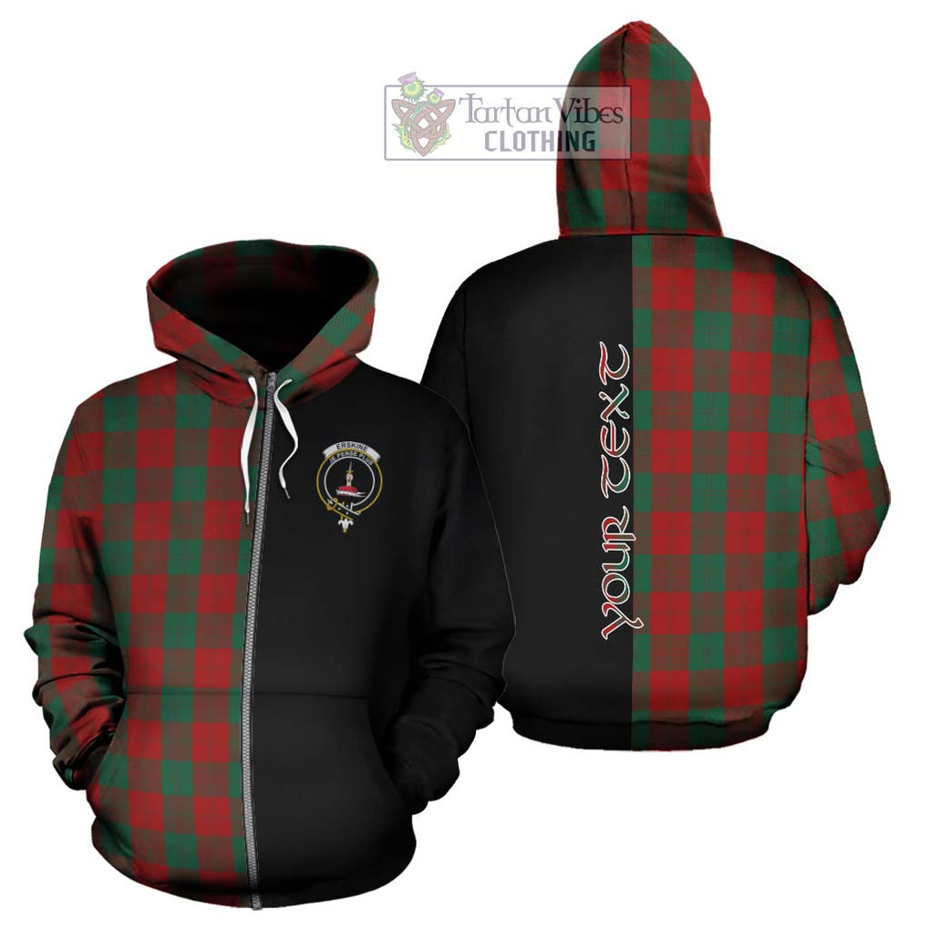 Erskine Tartan Hoodie with Family Crest and Half Of Me Style - Tartanvibesclothing Shop
