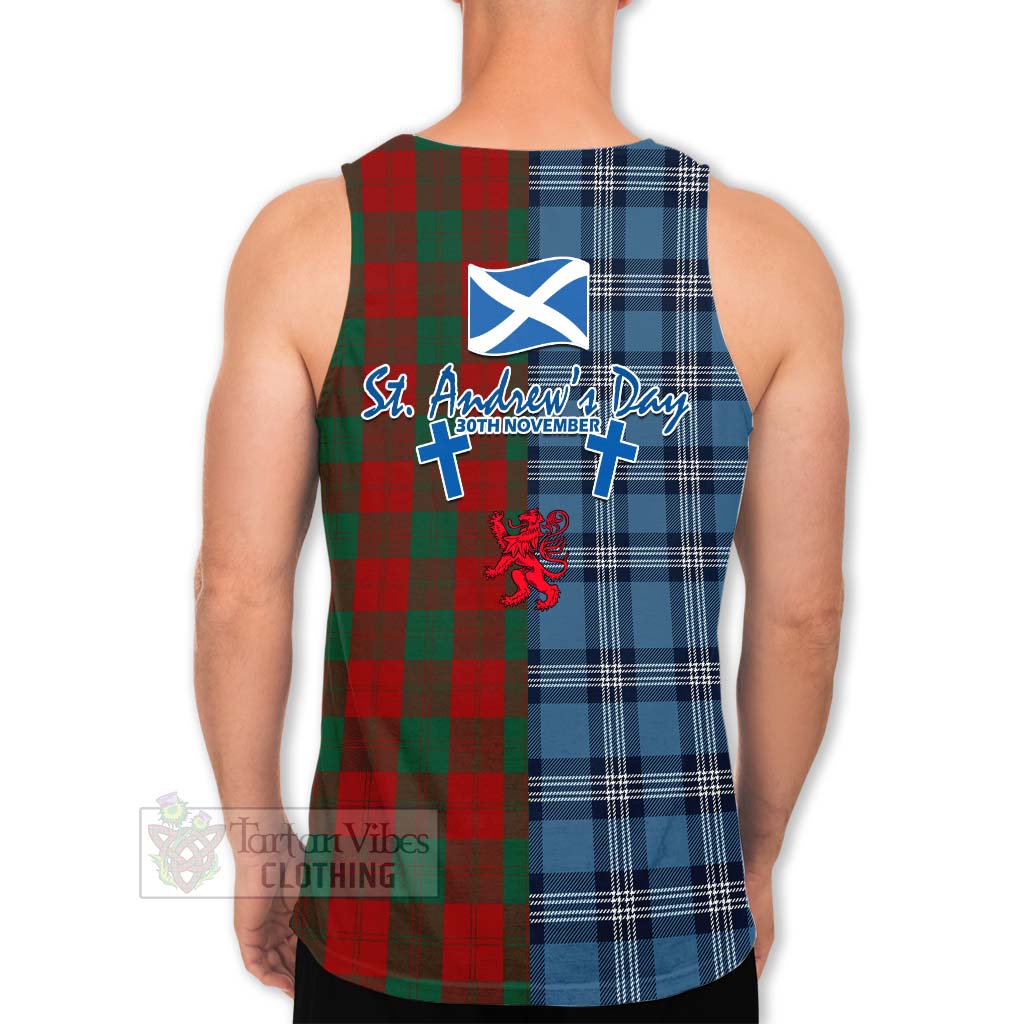 Tartan Vibes Clothing Erskine Tartan Men's Tank Top Happy St. Andrew's Day Half Tartan Style