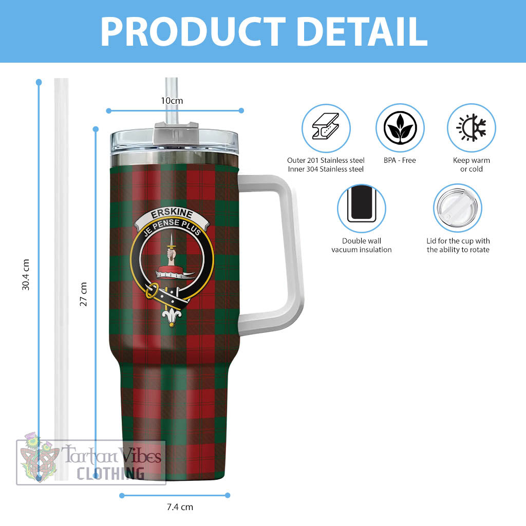 Tartan Vibes Clothing Erskine Tartan and Family Crest Tumbler with Handle