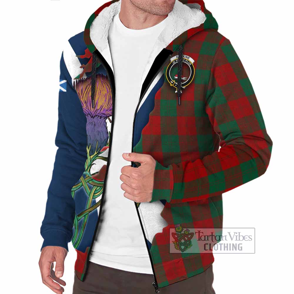 Tartan Vibes Clothing Erskine Tartan Family Crest Sherpa Hoodie Scottish Thistle Celtic Inspired