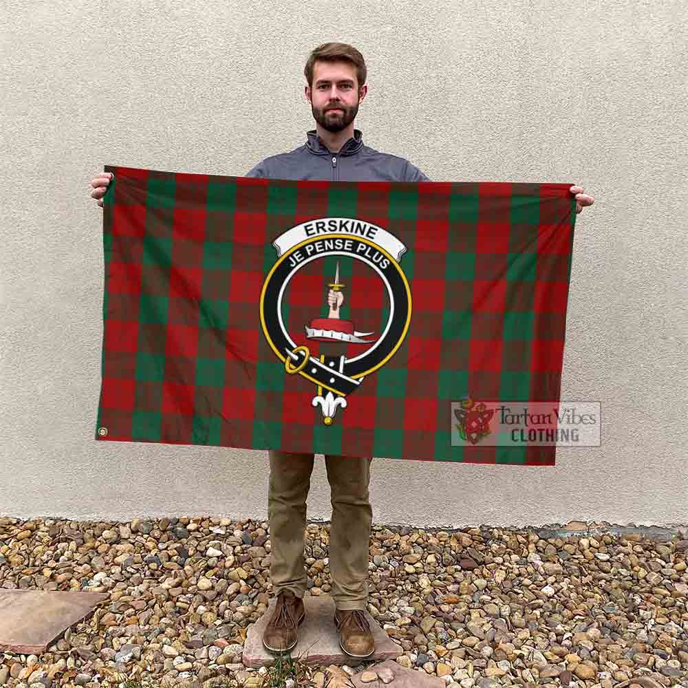 Tartan Vibes Clothing Erskine Tartan House Flag with Family Crest