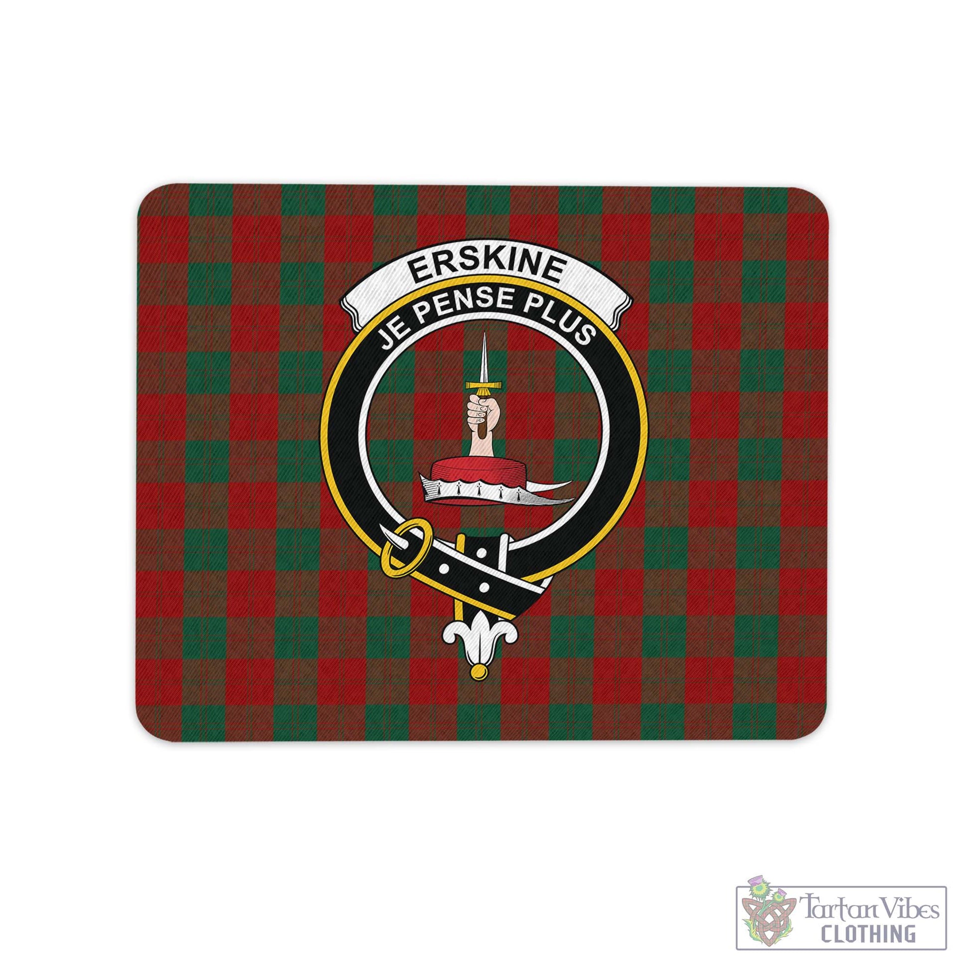 Tartan Vibes Clothing Erskine Tartan Mouse Pad with Family Crest